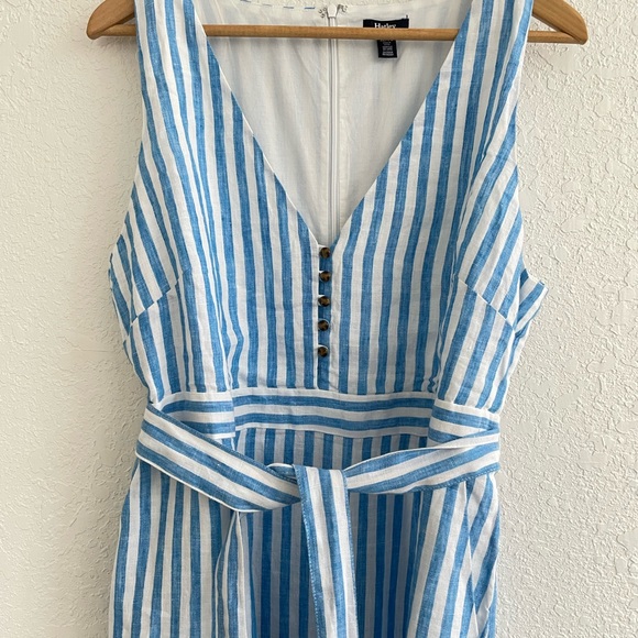Hatley Isla Linen Dress XL French Stripes Blue White Cruise Resort Party - Picture 5 of 14